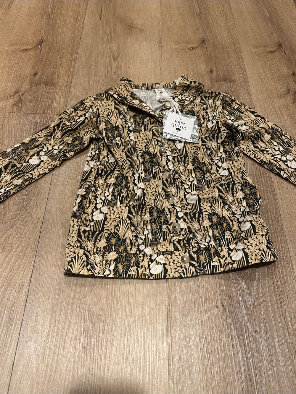 kate quinn Black and Gold Floral button down top